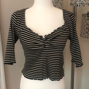 Striped ruched crop top